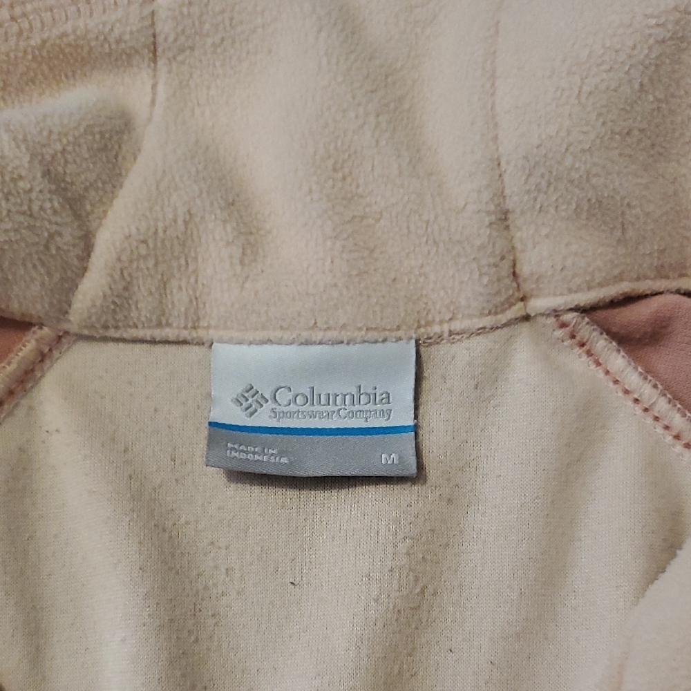 Columbia Women's Two-Tone Quarter Zip Sweatshirt - Cream and Pink - Picture 2 of 9